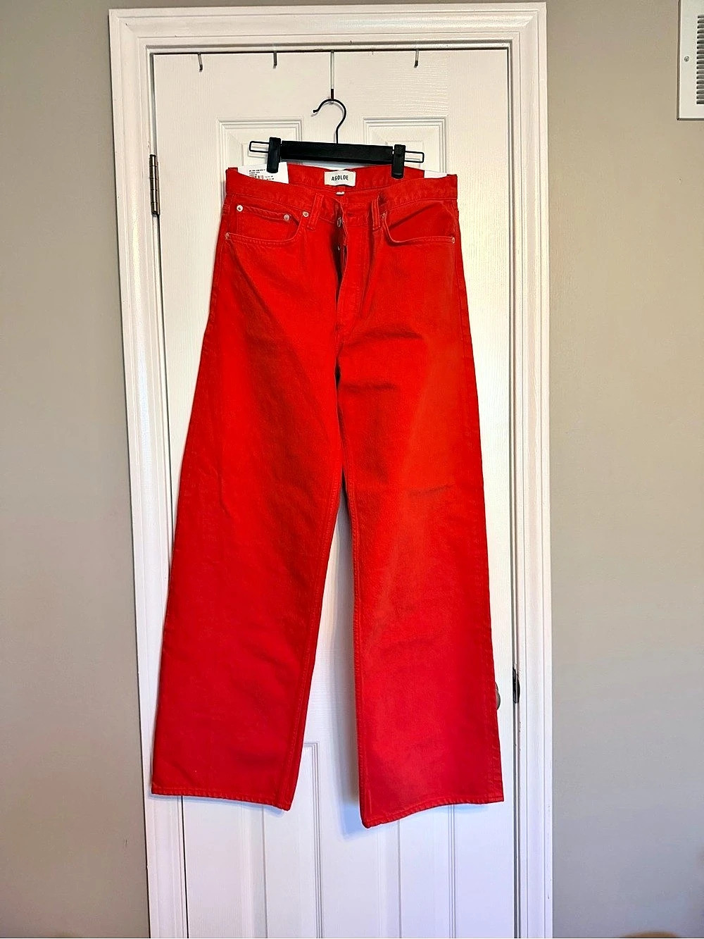 AGOLDE Arc Jeans Wide Leg Jeans in Red Waist 29 NWT